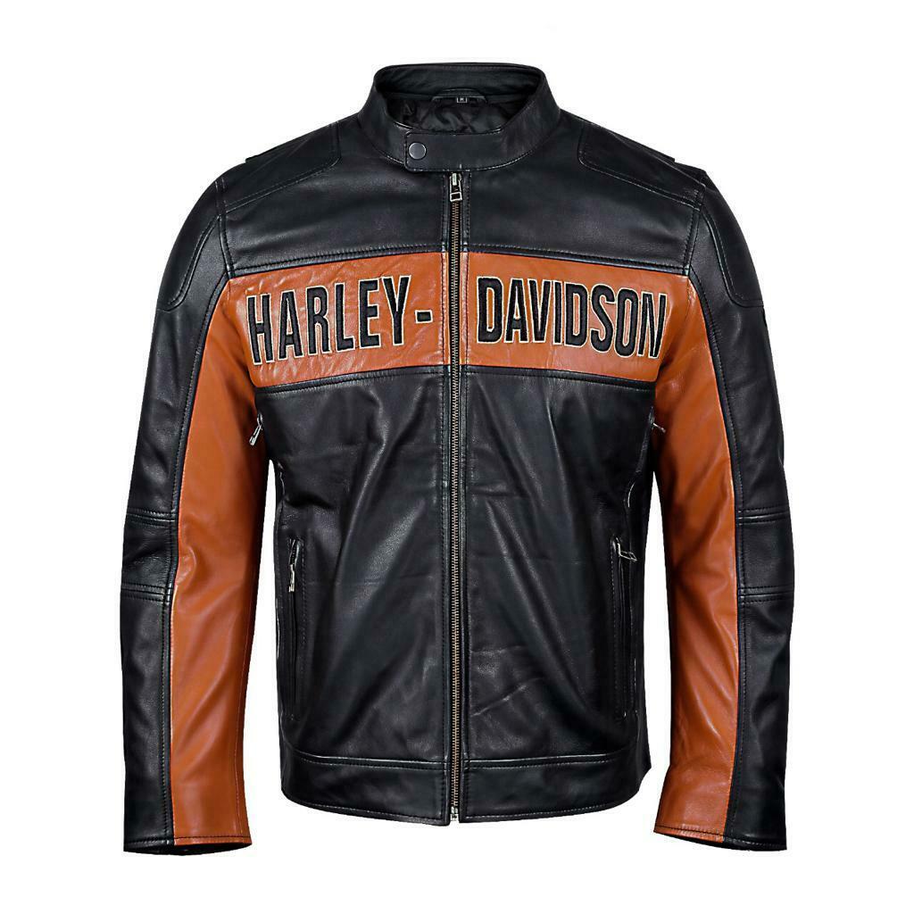 Men s Harley Davidson Leather Jacket Black Biker Jackets Mirha Leather Store