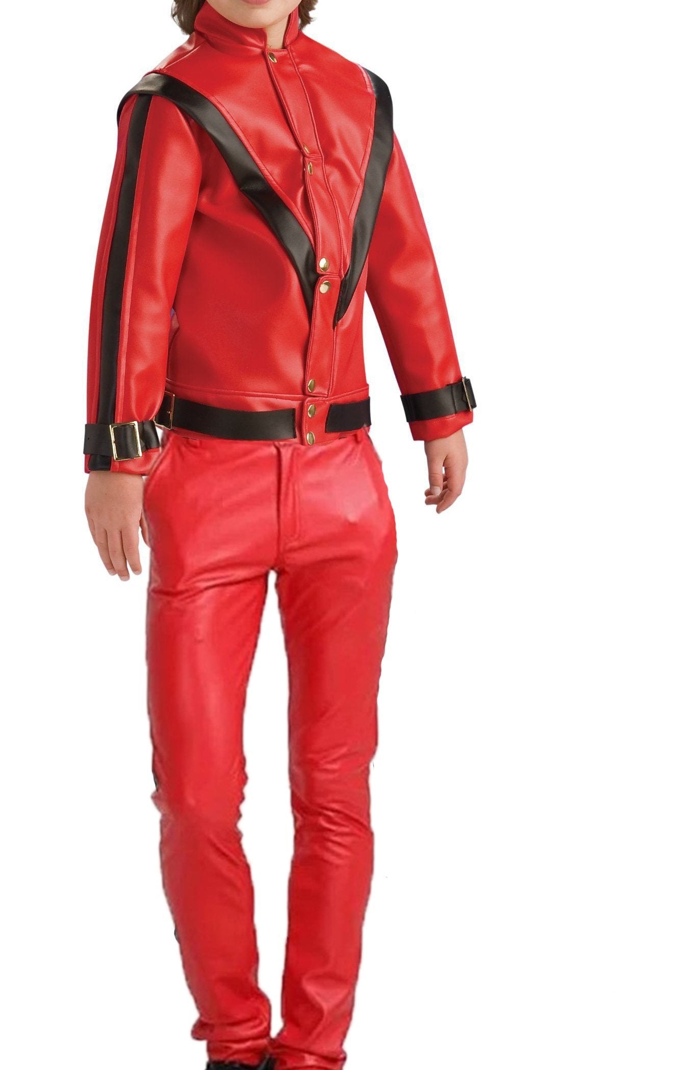 kids leather jacket mj red jacket boys red leather jacket boys mj thriller jacket kids cosplay suit kids cosplay jackets 