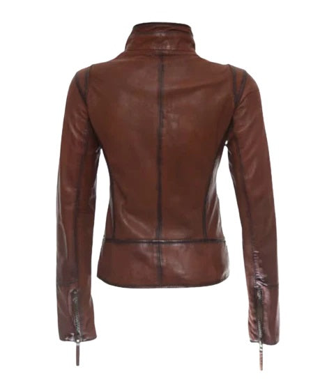 women leather jacket biker jacket women motorcycle jacket for women gift for her genuine leather jacket women brown leather jacket mothers day gift