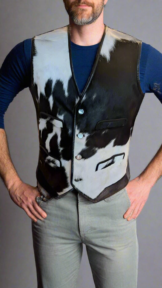 Black Cowhide Vest