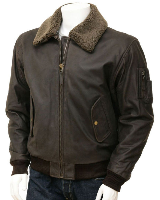 mens leather jacket brown shaarling jacket gwnuine leather jacket for men brown fur jacket  for men warm winter jacket men bomber jacket men gift for men 