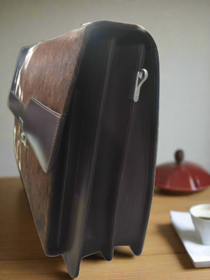 Brown cowhdie Laptop Bag