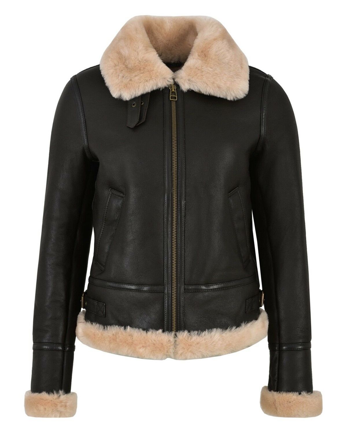 women shearling jacket real leather jacket for women pilot jacket women womens fur jacket black leather jacket women